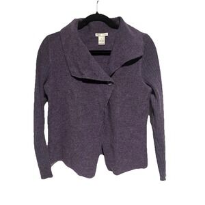 Tweeds 100% Wool Womens Small Purple Asymmetrical Cardigan Natural Lagenlook